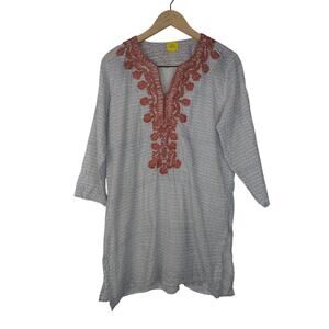 Roller Rabbit Cotton Embroidered Swim Cover-Up Tunic